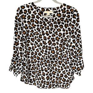 Michael Kors Womens Leopard Print Blouse Size M Going Out Mob Wife Date Night